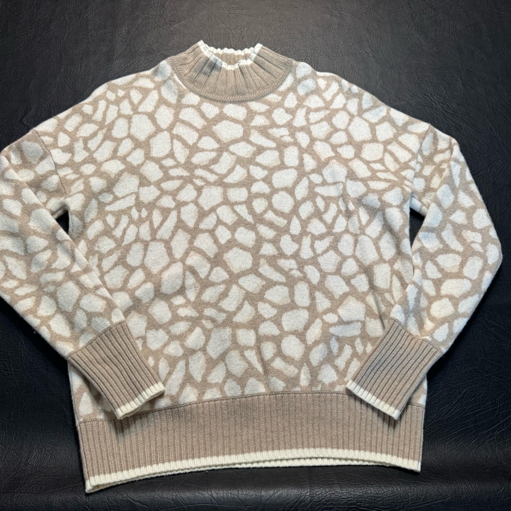 Vineyard Vines Merino Wool Cashmere Blend Sweater Pebble Print Women M Mockneck